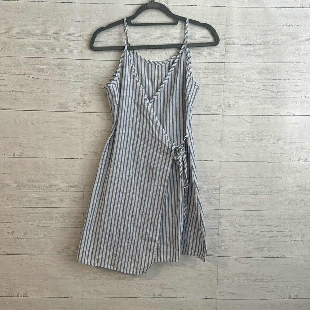 Stripped Wrap Around Sleeveless Dress | SIZE S